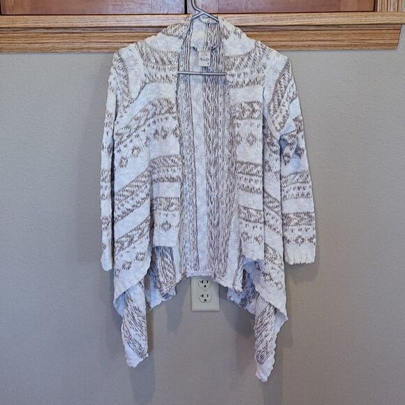 American rag cie womens white andctan tribal print open sweater‎ size small - Picture 1 of 4